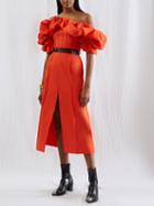 Alexander Mcqueen - Puff Off-the-shoulder Taffeta Dress - Womens - Orange