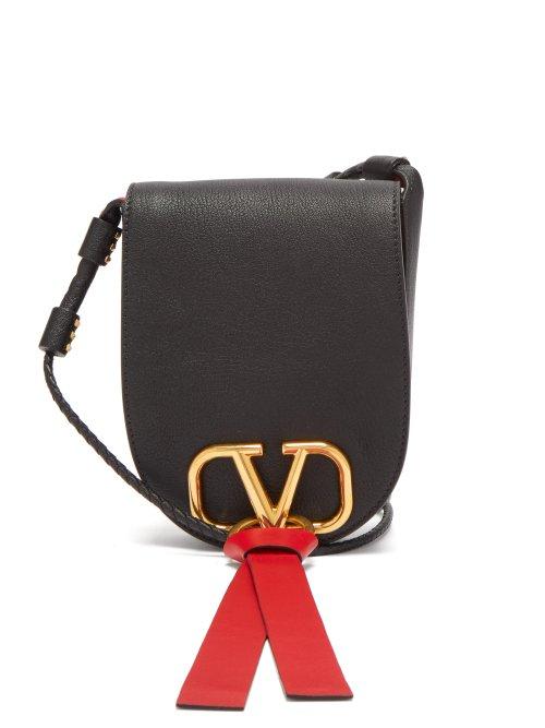 Matchesfashion.com Valentino - V Ring Small Leather Cross Body Bag - Womens - Black