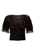 Alexachung Ruffle-trimmed Velvet Cropped Top