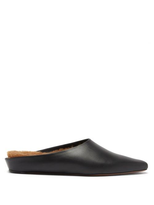 Ladies Shoes Neous - Alba Shearling-lined Leather Mules - Womens - Black