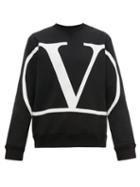 Matchesfashion.com Valentino - V Logo Print Cotton Jersey Sweater - Mens - Black