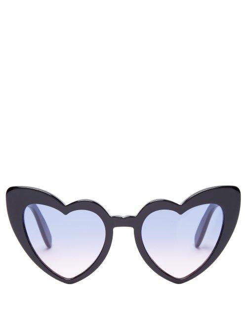 Matchesfashion.com Saint Laurent - Loulou Heart Shaped Sunglasses - Womens - Purple