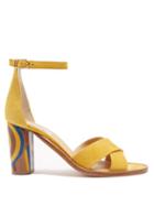 Matchesfashion.com Gabriela Hearst - John Psychedelic Print Heel Suede Sandals - Womens - Yellow Multi