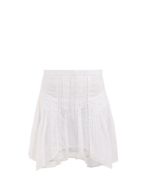 Matchesfashion.com Isabel Marant Toile - Akala Lace Trimmed Cotton Mini Skirt - Womens - White