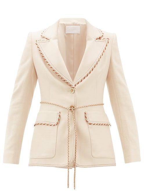 Matchesfashion.com Peter Pilotto - Braided Trim Single Breasted Tweed Jacket - Womens - Beige