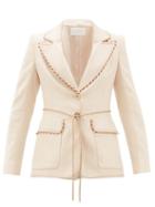 Matchesfashion.com Peter Pilotto - Braided Trim Single Breasted Tweed Jacket - Womens - Beige
