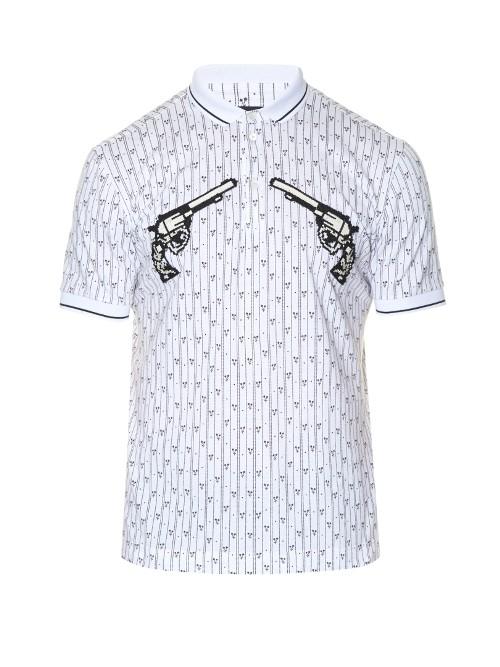 Dolce & Gabbana Gun-embroidered Appliqu Cotton Polo Shirt