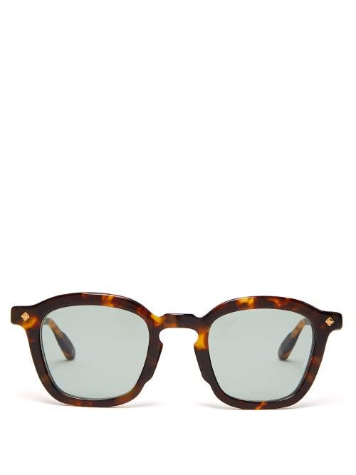 Matchesfashion.com Lunetterie Generale - Metallic Inlay Square Acetate Sunglasses - Mens - Tortoiseshell