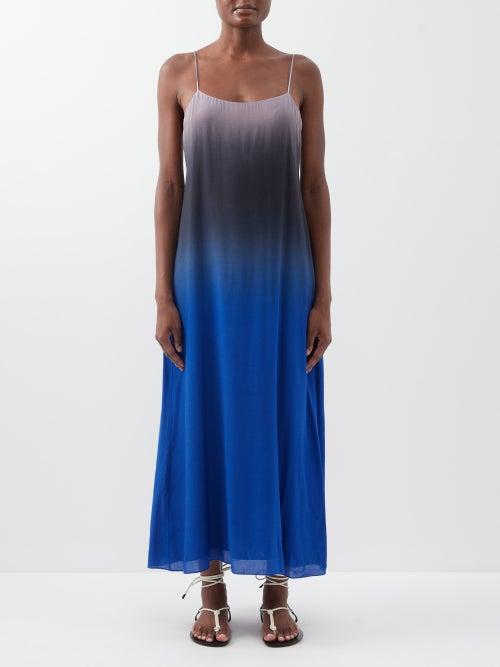 The Row - Kula Dgrad Voile Maxi Dress - Womens - Blue Multi