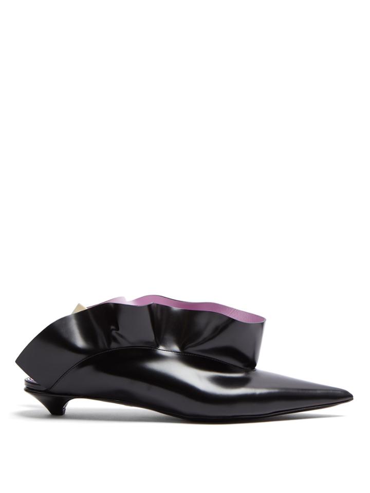 Proenza Schouler Leather Frill Sling Back Kitten Heels