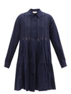 Ladies Rtw Roksanda - Dilara Embroidered Cotton-poplin Shirt Dress - Womens - Navy