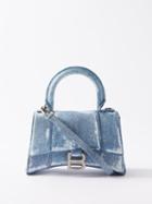 Balenciaga - Hourglass Xs Denim Handbag - Womens - Blue