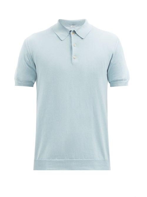 Matchesfashion.com Caruso - Silk-blend Jersey Polo Shirt - Mens - Light Blue
