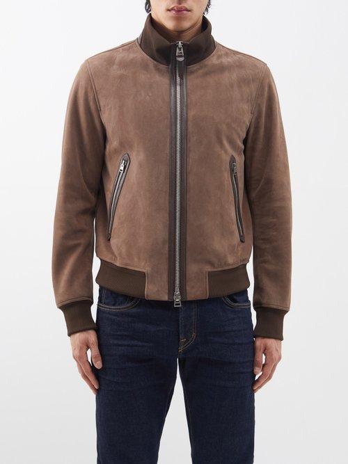 Tom Ford - Suede Bomber Jacket - Mens - Brown