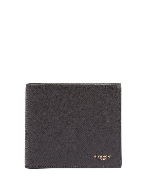 Matchesfashion.com Givenchy - Logo Grained Leather Billfold Wallet - Mens - Black