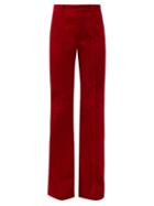 Matchesfashion.com Saint Laurent - High-rise Cotton-corduroy Flared Trousers - Womens - Red
