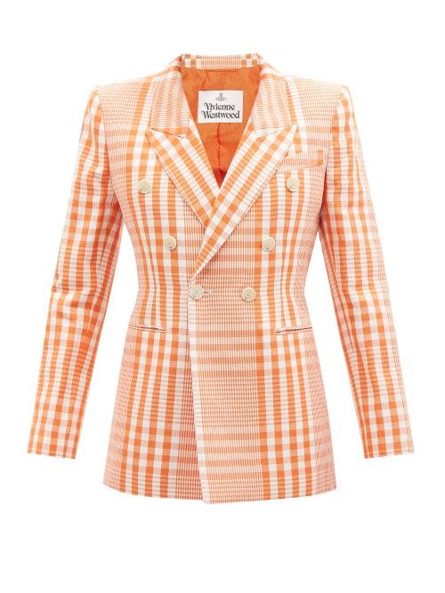Vivienne Westwood - Leilo Double-breasted Cotton-blend Check Blazer - Womens - Orange White