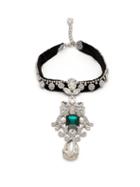 Matchesfashion.com Dolce & Gabbana - Crystal Embellished Velvet Choker Necklace - Womens - Green