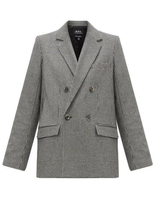 Matchesfashion.com A.p.c. - Prune Houndstooth Wool Blend Blazer - Womens - Black White