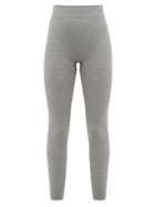Matchesfashion.com Falke - Wool Tech Virgin Wool Blend Thermal Leggings - Womens - Grey