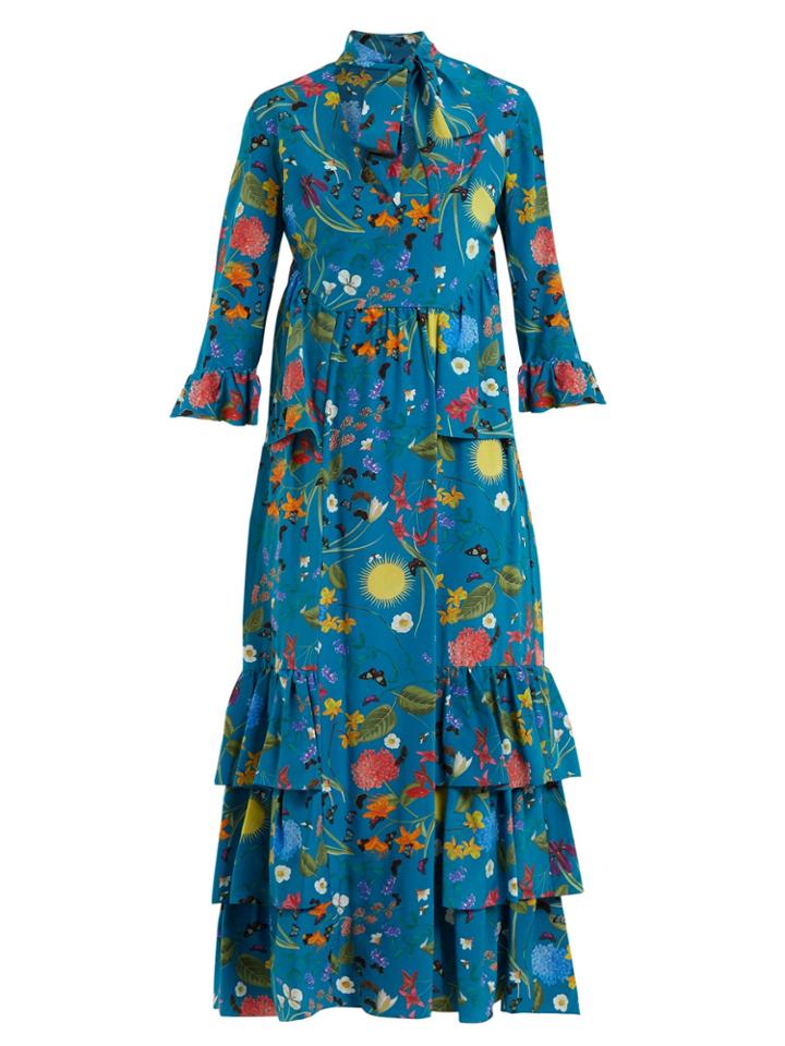 Borgo De Nor Aude Surreal Garden-print Silk Dress