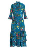 Borgo De Nor Aude Surreal Garden-print Silk Dress