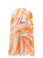 Matchesfashion.com Emilio Pucci - Lilly-print Silk Cape Dress - Womens - Orange Print