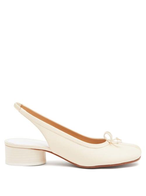 Maison Margiela - Tabi Slingback Leather Pumps - Womens - White