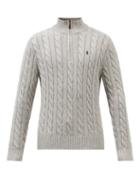 Polo Ralph Lauren - Logo-embroidered Cable-knit Cotton Sweater - Mens - Grey