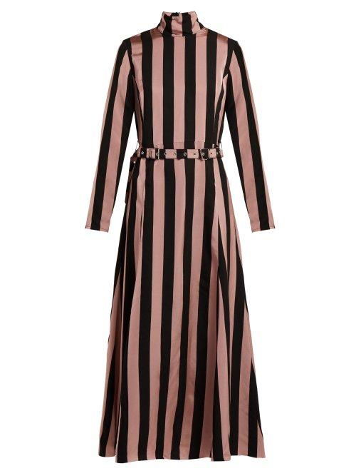 Matchesfashion.com Marques'almeida - High Neck Belted Dress - Womens - Black Pink