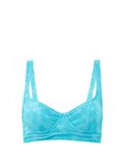 Matchesfashion.com Dodo Bar Or - Pamela Floral-embroidered Balcony Bikini Top - Womens - Blue