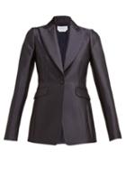 Matchesfashion.com Gabriela Hearst - Serge Pearl Embellished Silk Blend Blazer - Womens - Navy