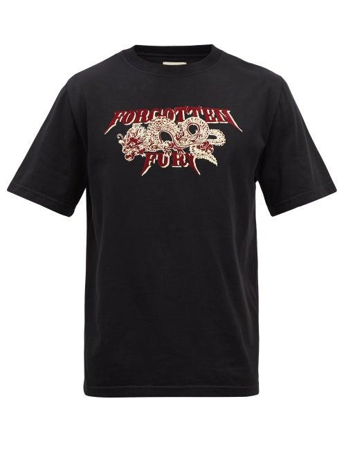 Nicholas Daley - Forgotten Fury-print Cotton-jersey T-shirt - Mens - Black