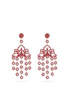 Matchesfashion.com Etro - Lotus Crystal Embellished Clip Earrings - Womens - Red
