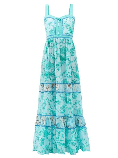 Matchesfashion.com Evi Grintela - Magnolia Countryside-print Cotton Maxi Dress - Womens - Blue Print