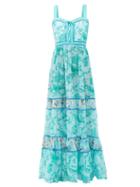 Matchesfashion.com Evi Grintela - Magnolia Countryside-print Cotton Maxi Dress - Womens - Blue Print