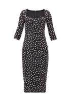 Matchesfashion.com Dolce & Gabbana - Boned-bodice Polka-dot Crepe Midi Dress - Womens - Black White