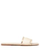 Ladies Shoes Totme - Logo-embroidered Mesh And Satin Slides - Womens - Beige