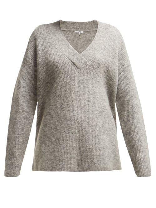 Matchesfashion.com Ganni - Callahan V Neck Mohair Blend Sweater - Womens - Light Grey