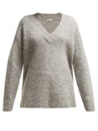 Matchesfashion.com Ganni - Callahan V Neck Mohair Blend Sweater - Womens - Light Grey
