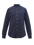 Matchesfashion.com Schnayderman's - Garment Dyed Button Down Collar Cotton Twill Shirt - Mens - Blue