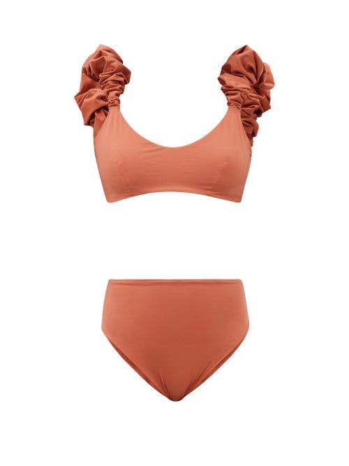 Matchesfashion.com Maygel Coronel - Cotta Ruffled Bikini - Womens - Orange