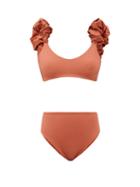 Matchesfashion.com Maygel Coronel - Cotta Ruffled Bikini - Womens - Orange