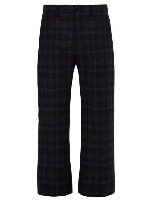 Matchesfashion.com Marni - Checked Wool Trousers - Mens - Navy