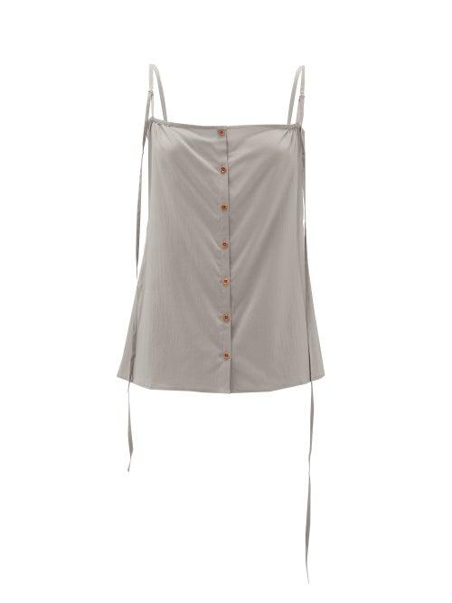 Matchesfashion.com Lemaire - Buttoned Silk-blend Cami Top - Womens - Grey