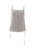 Matchesfashion.com Lemaire - Buttoned Silk-blend Cami Top - Womens - Grey