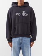 Erl - Venice-print Cotton-blend Hoodie - Mens - Black