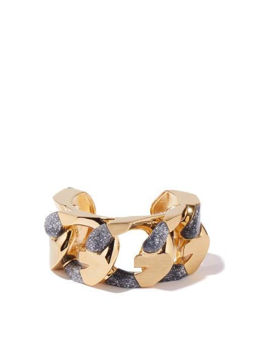 Givenchy - Glitter-resin Chain-link Cuff - Womens - Silver Gold