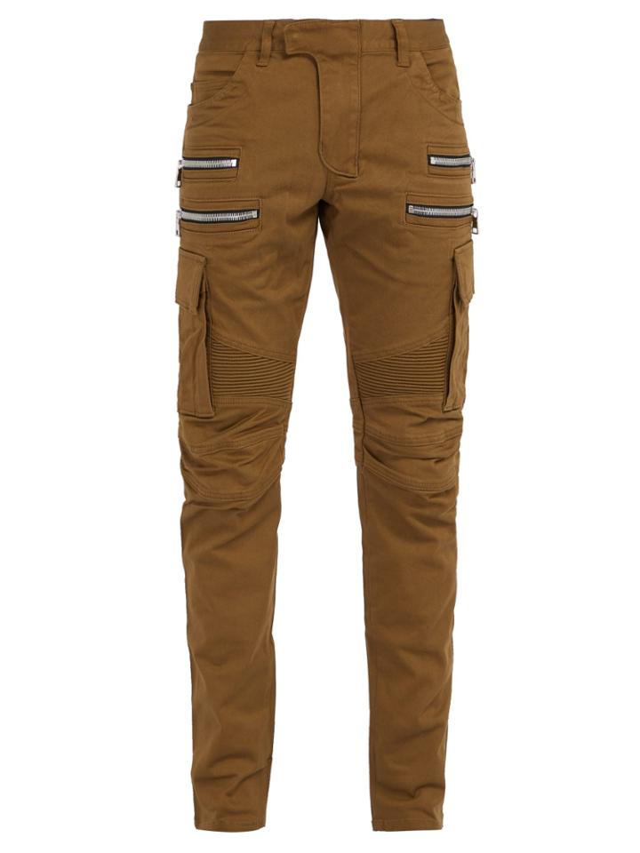 Balmain Biker-style Cotton-blend Cargo Trousers