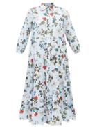 Erdem - Vacation Patmos Floral Cotton-poplin Shirt Dress - Womens - Blue Floral